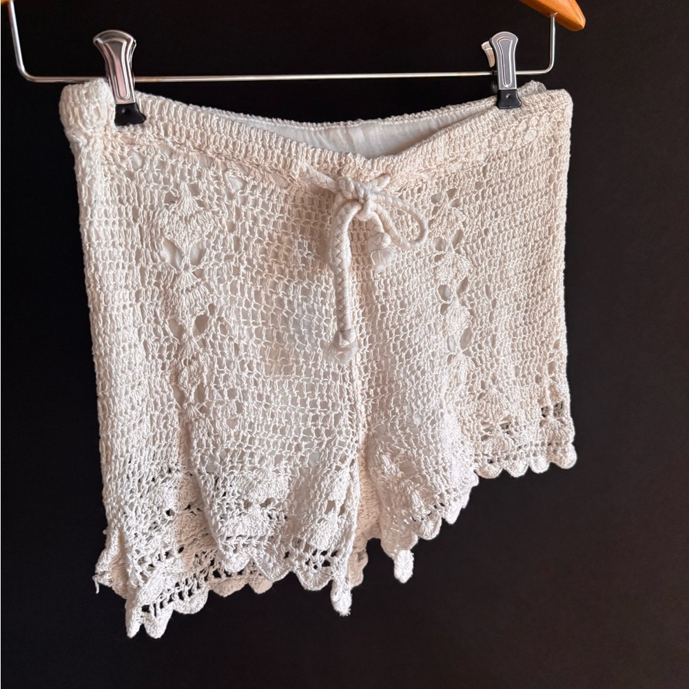 Billabong Cream Crochet Lace Shorts